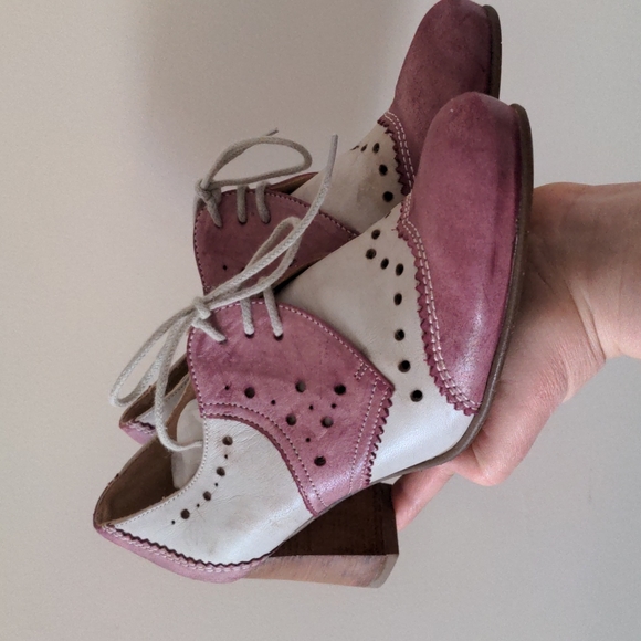 Fidji leather pink-rose & white heels - Picture 11 of 11